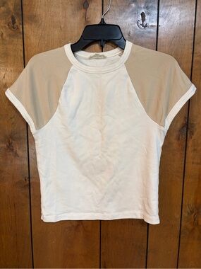 Madewell Cream Body with Tan Raglan Sleeves Short Sleeve Tee